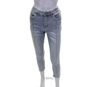 Coco Y Club Womens Cotton Blend Crystal Detail Mid-Rise Skinny Jeans Blue Size 2